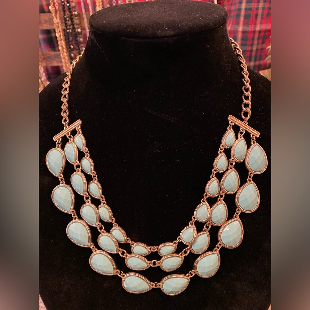 🦋 teal acrylic statement necklace